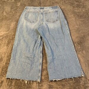 Abercrombie & Fitch Curve Love Crop Wide Leg High Rise Jeans Light Wash 14S 32